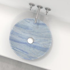 Vinko Azura Blue Quartzite Vessel Sink, interior, rim and material detail