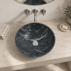 Vinko Verderio Marble Vessel Sink — overhead bathroom lifestyle