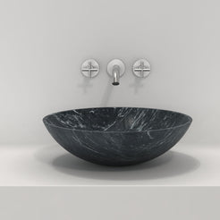Vinko Verderio Marble Vessel Sink, overall shape and side profile