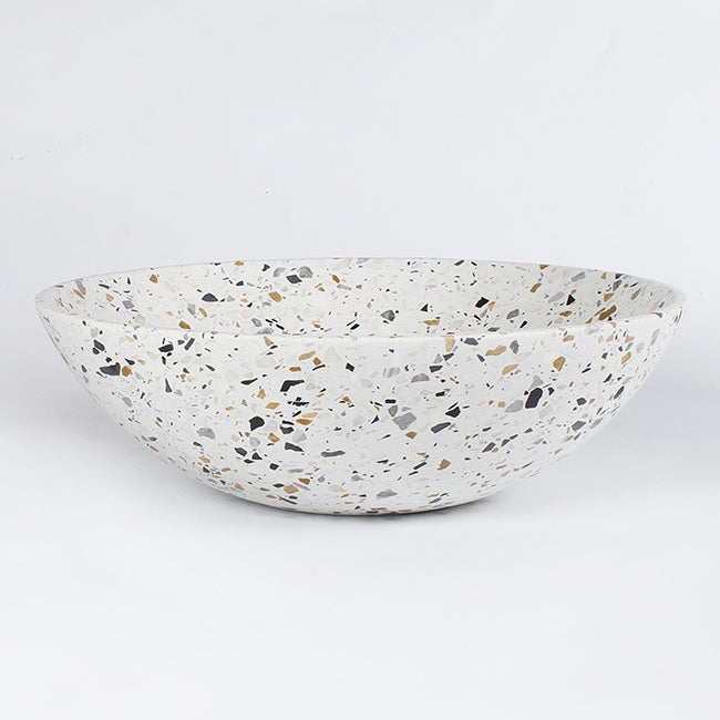 Vinko White Terrazzo Vessel Sink, overall shape and side profile