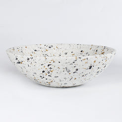Vinko White Terrazzo Vessel Sink, overall shape and side profile