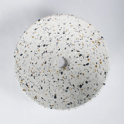 Vinko White Terrazzo Vessel Sink, interior, rim and material detail