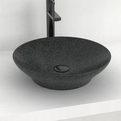 Vipra Neroco Stone Vessel Sink, countertop hero lifestyle view