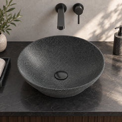 Vipra Neroco Stone Vessel Sink, alternate countertop lifestyle angle