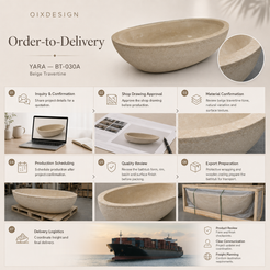 YARA BT-030A Beige Travertine bathtub — order-to-delivery.
