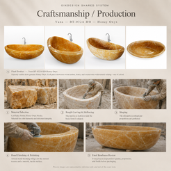 Yuna Freestanding Honey Onyx Soaking Bathtub — original representative craftsmanship and production reference.
